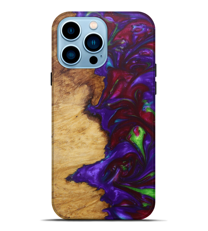 iPhone 14 Pro Max Wood+Resin Live Edge Phone Case - Cristionna (Purple, 586308)