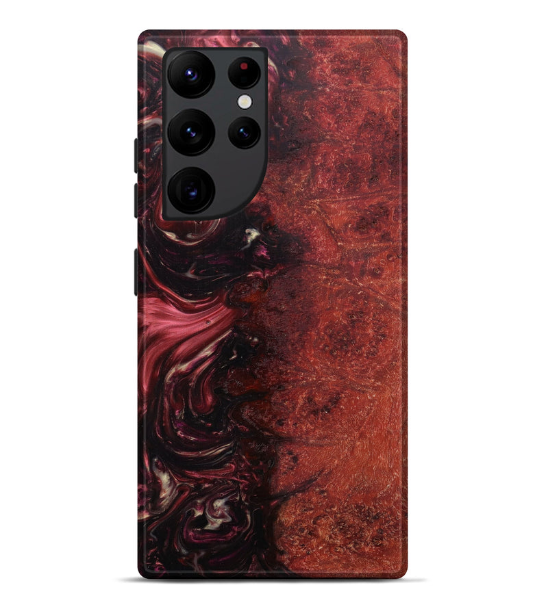 Galaxy S22 Ultra Wood+Resin Live Edge Phone Case - Martina (Dark Red, 582805)