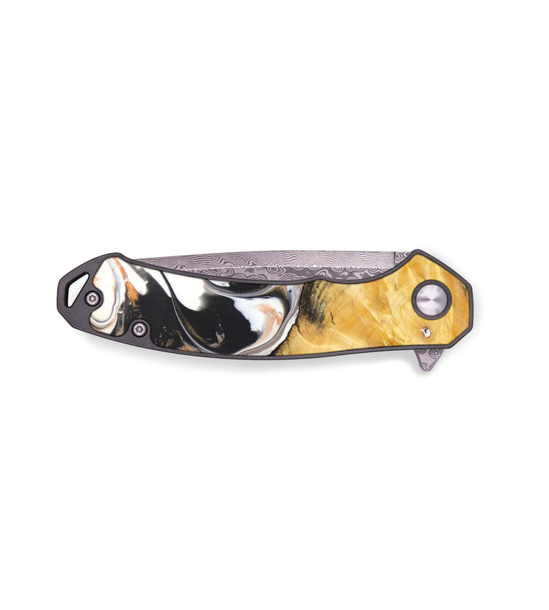 EDC Wood+Resin Pocket Knife - August (Black & White, 636492)