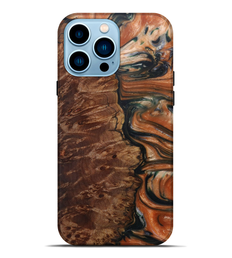 iPhone 14 Pro Max Wood+Resin Live Edge Phone Case - Saleem (Dark Green, 586107)