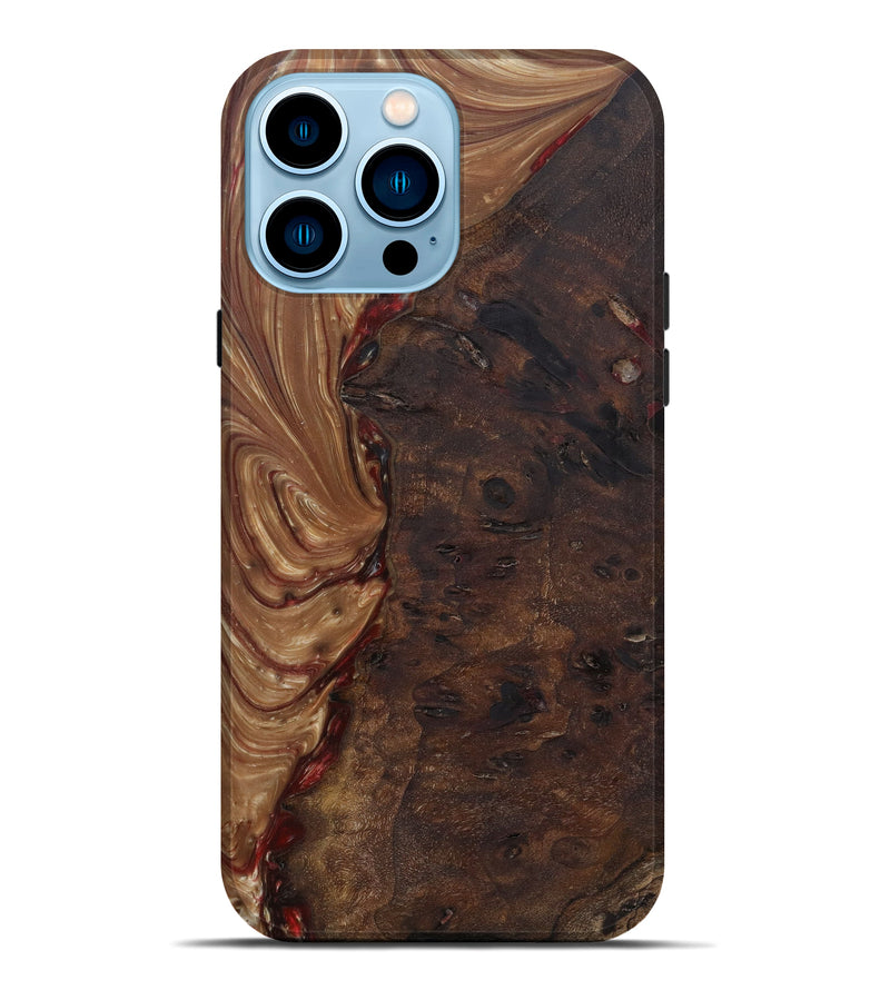 iPhone 14 Pro Max Wood+Resin Live Edge Phone Case - Wan (Metallic, 585208)