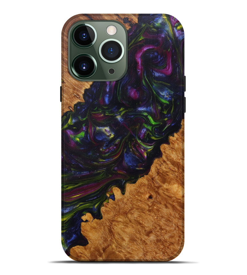 iPhone 13 Pro Max Wood+Resin Live Edge Phone Case - Makiko (Dark Blue, 589815)