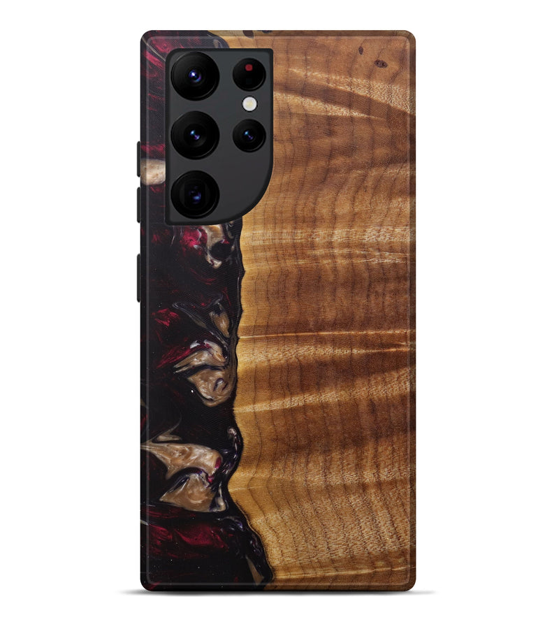 Galaxy S22 Ultra Wood+Resin Live Edge Phone Case - Truda (Dark Red, 588704)