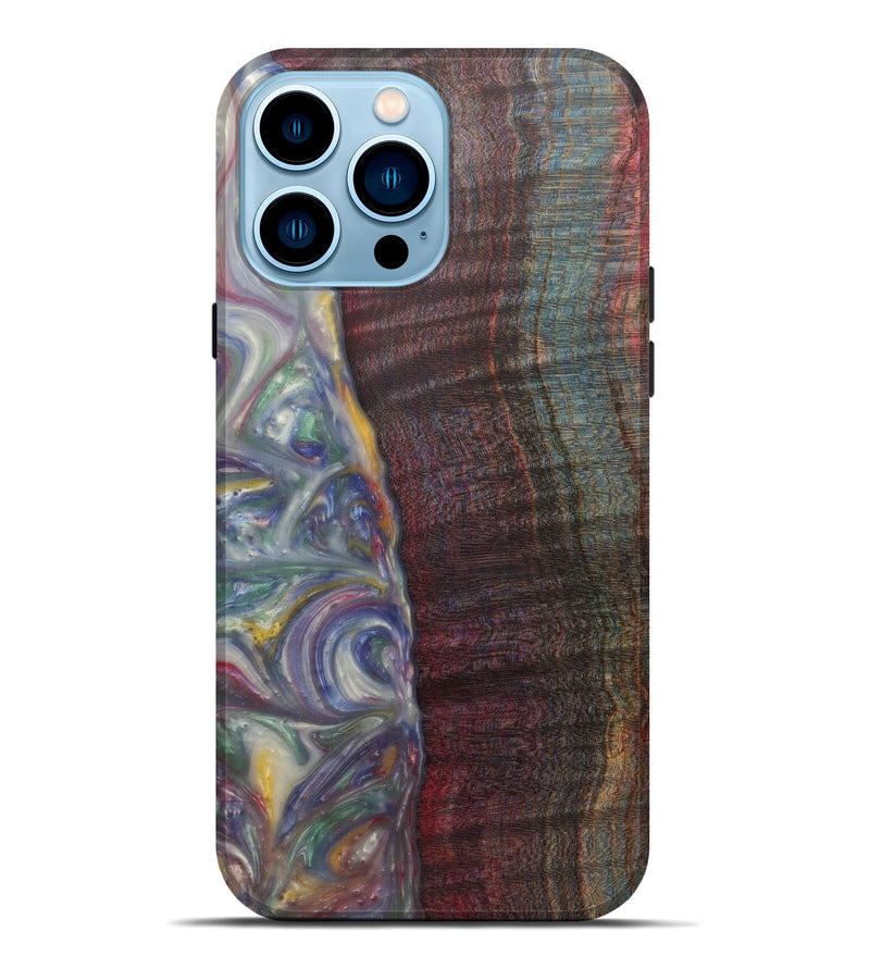 iPhone 14 Pro Max Wood+Resin Live Edge Phone Case - Talyah (Light Blue, 582841)
