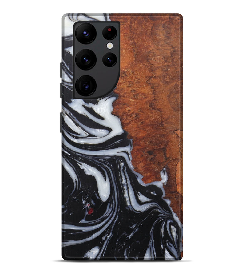 Galaxy S22 Ultra Wood+Resin Live Edge Phone Case - Angy (Black & White, 576796)