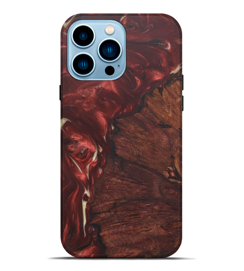 iPhone 14 Pro Max Wood+Resin Live Edge Phone Case - Erlene (Dark Red, 579148)