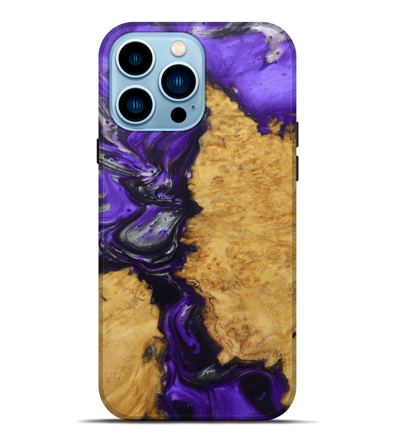 iPhone 14 Pro Max Wood+Resin Live Edge Phone Case - Susette (Purple, 586306)
