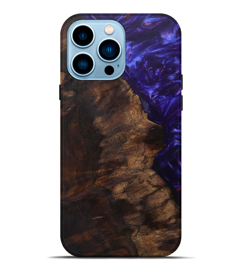 iPhone 14 Pro Max Wood+Resin Live Edge Phone Case - Leonas (Purple, 585219)