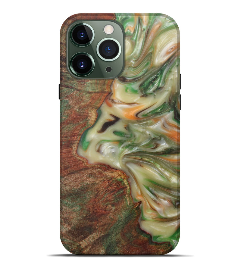 iPhone 13 Pro Max Wood+Resin Live Edge Phone Case - Rch (Dark Green, 571557)