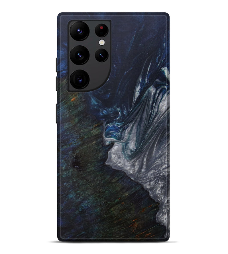 Galaxy S22 Ultra Wood+Resin Live Edge Phone Case - Pansy (Dark Blue, 585590)