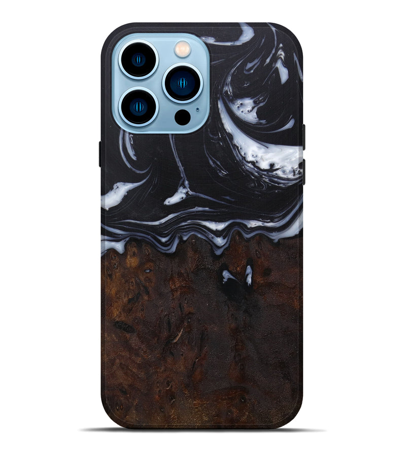 iPhone 14 Pro Max Wood+Resin Live Edge Phone Case - Jaime (Black & White, 589846)