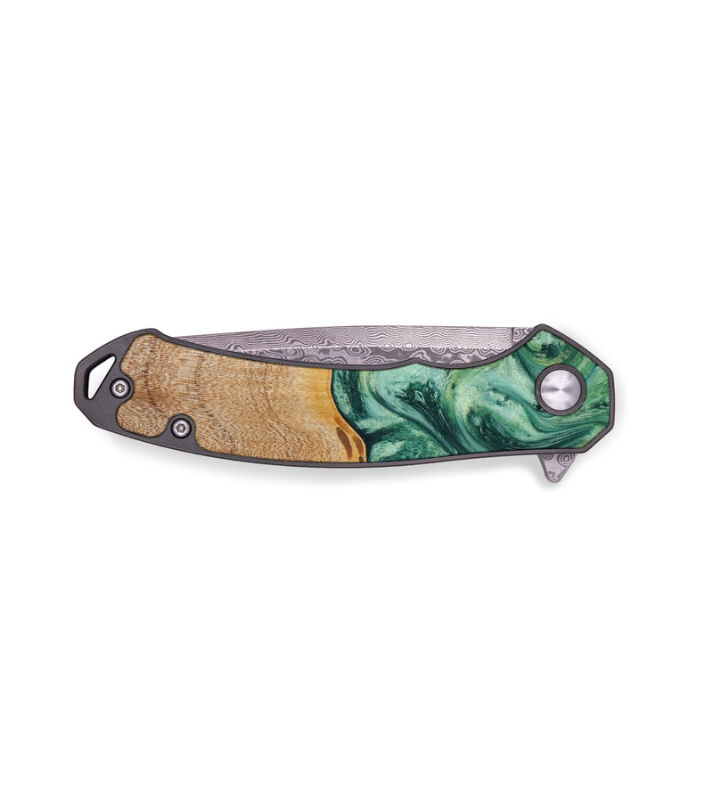 EDC Wood+Resin Pocket Knife - Alicia (Green, 641898)