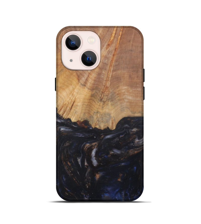 iPhone 13 mini Wood+Resin Live Edge Phone Case - Christyna (Dark Blue, 576767)