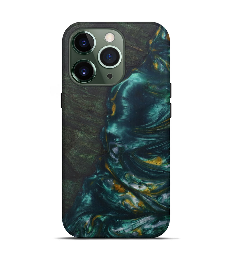 iPhone 13 Pro Wood+Resin Live Edge Phone Case - Randa (Dark Green, 571499)
