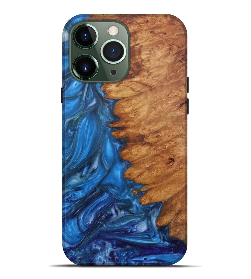 iPhone 13 Pro Max Wood+Resin Live Edge Phone Case - Jeannie (Light Blue, 586764)