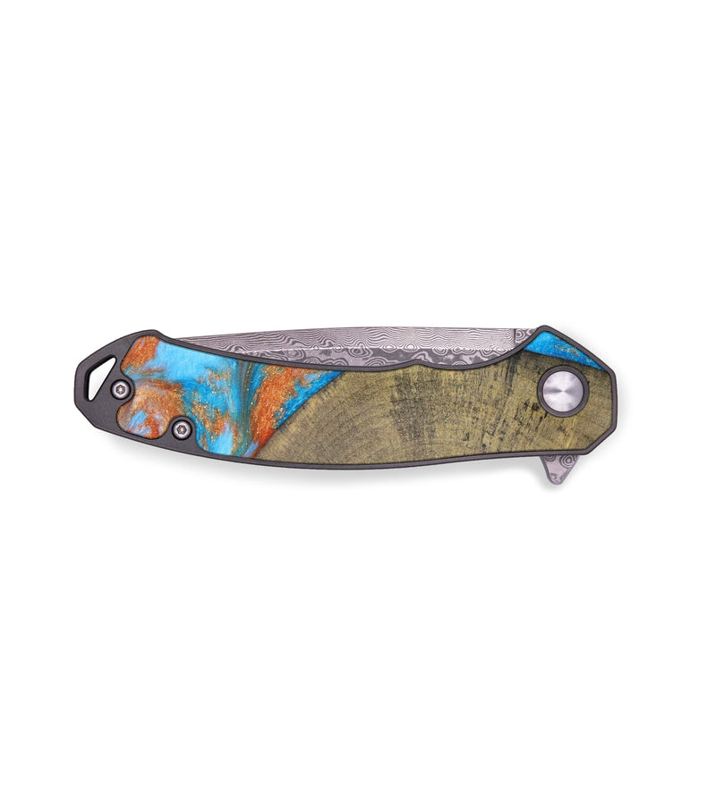 EDC Wood+Resin Pocket Knife - Deandre (Teal & Gold, 636503)