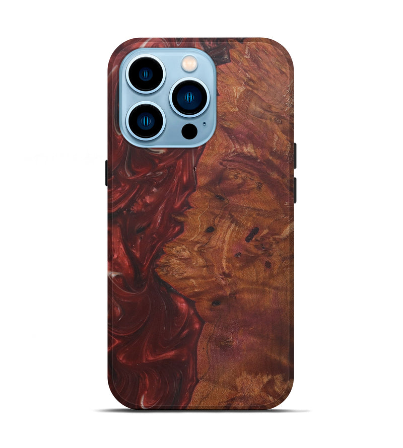 iPhone 14 Pro Wood+Resin Live Edge Phone Case - Delfin (Dark Red, 579167)