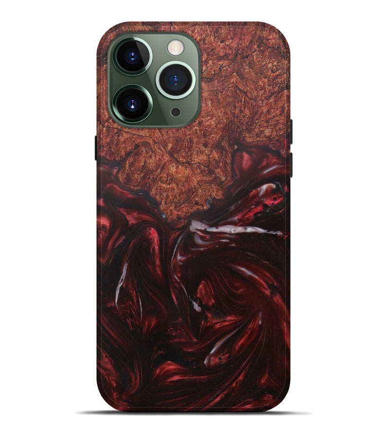 iPhone 13 Pro Max Wood+Resin Live Edge Phone Case - Barlas (Dark Red, 579178)