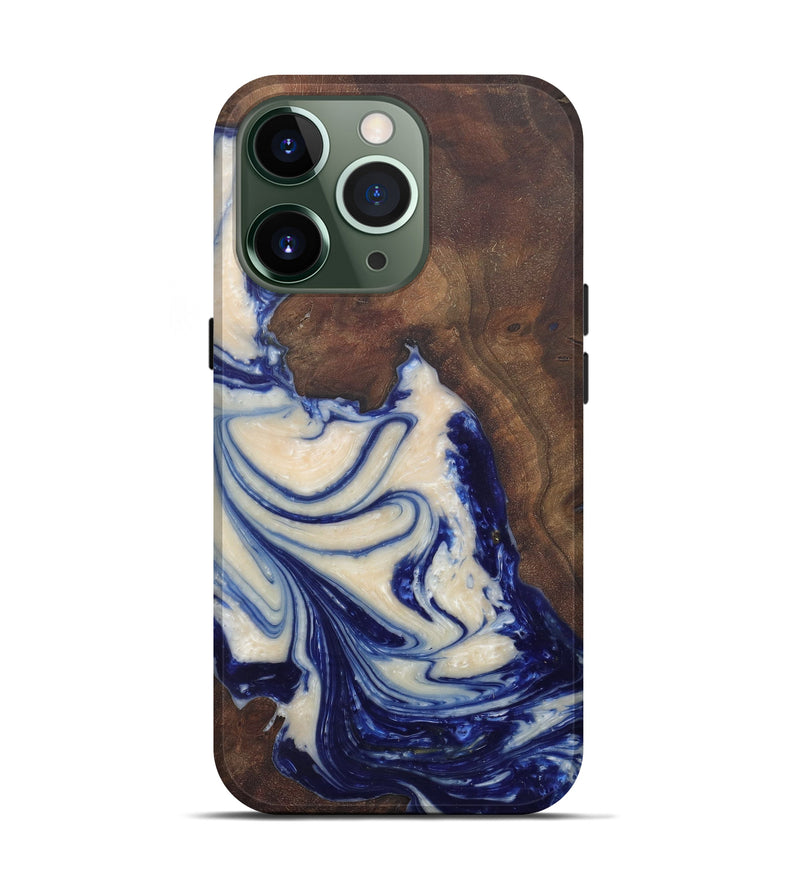 iPhone 13 Pro Wood+Resin Live Edge Phone Case - Maint (Dark Blue, 581720)
