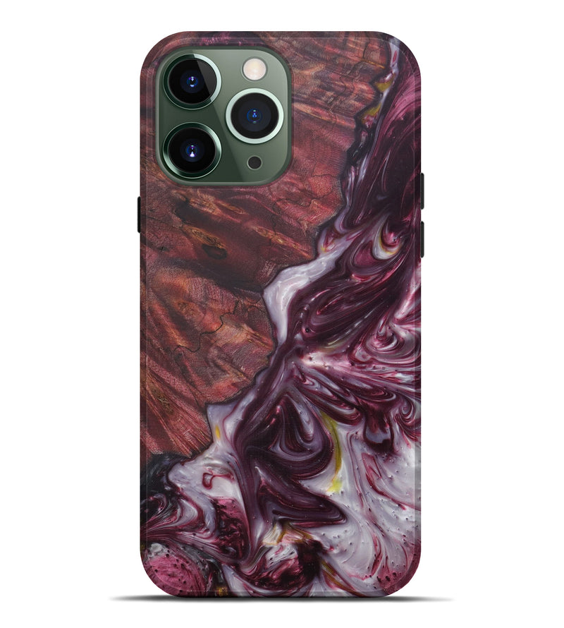 iPhone 13 Pro Max Wood+Resin Live Edge Phone Case - Tybi (Dark Red, 576770)