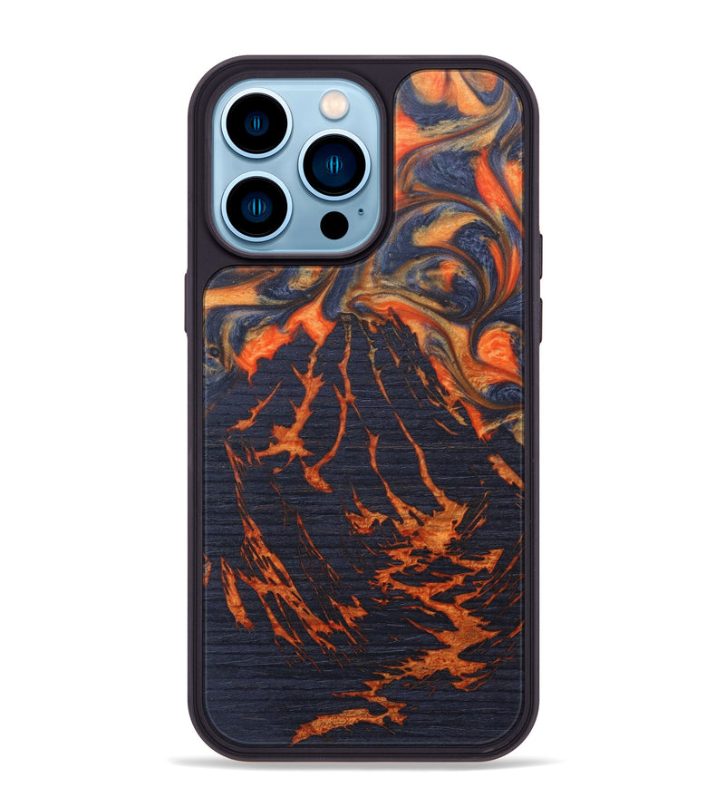 iPhone 14 Pro Max Wood+Resin Phone Case - Hali (Lava, 627531)