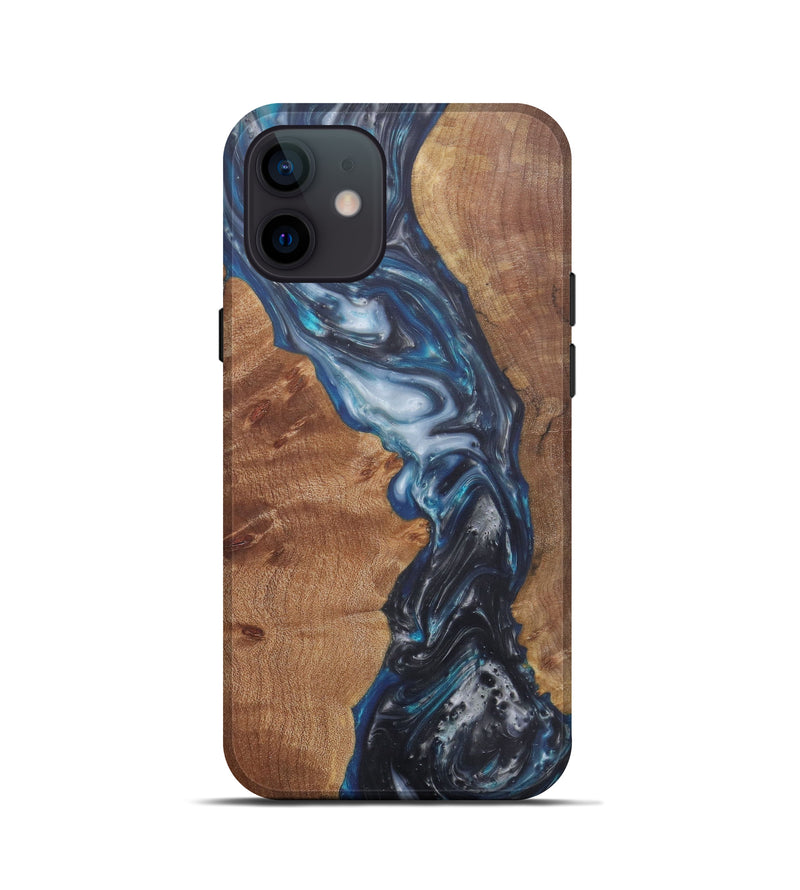 iPhone 12 mini Wood+Resin Live Edge Phone Case - Ahmet (Light Blue, 581728)