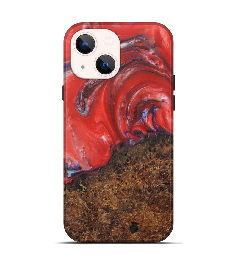 iPhone 13 Wood+Resin Live Edge Phone Case - Siggy (Dark Red, 579165)